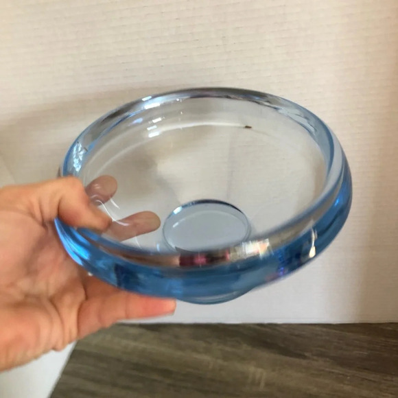 Hand Blown Art Glass Pedestal Bowl - Picture 6 of 12